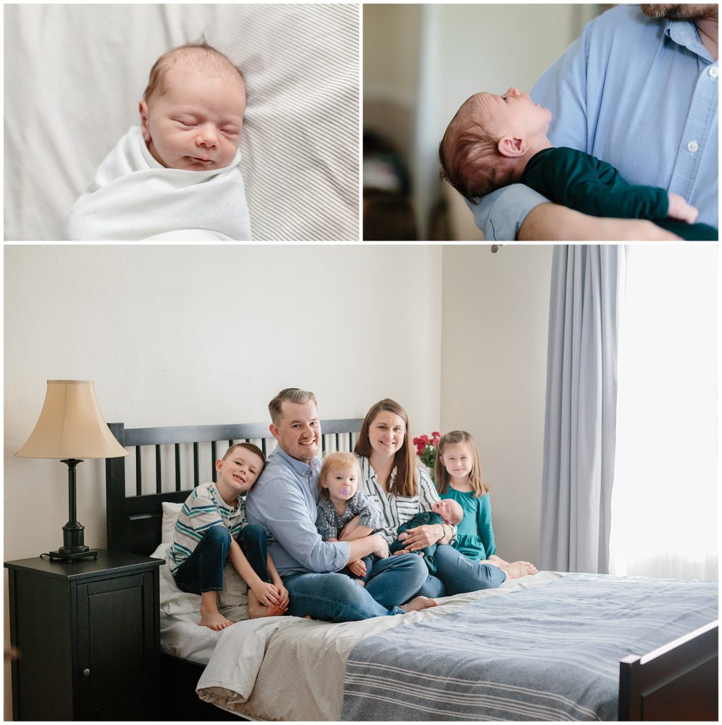 collage of family with newborn