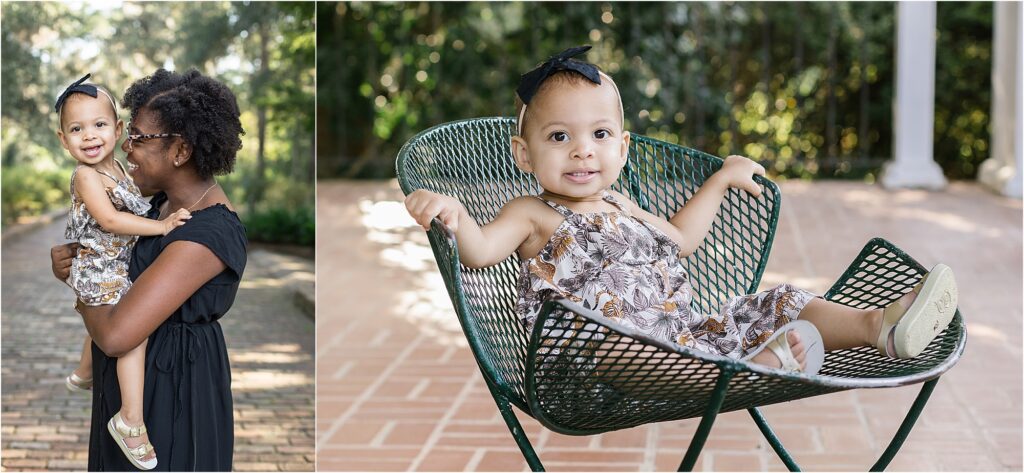 18 months baby plan photos with parents at Maclay Gardens State Park