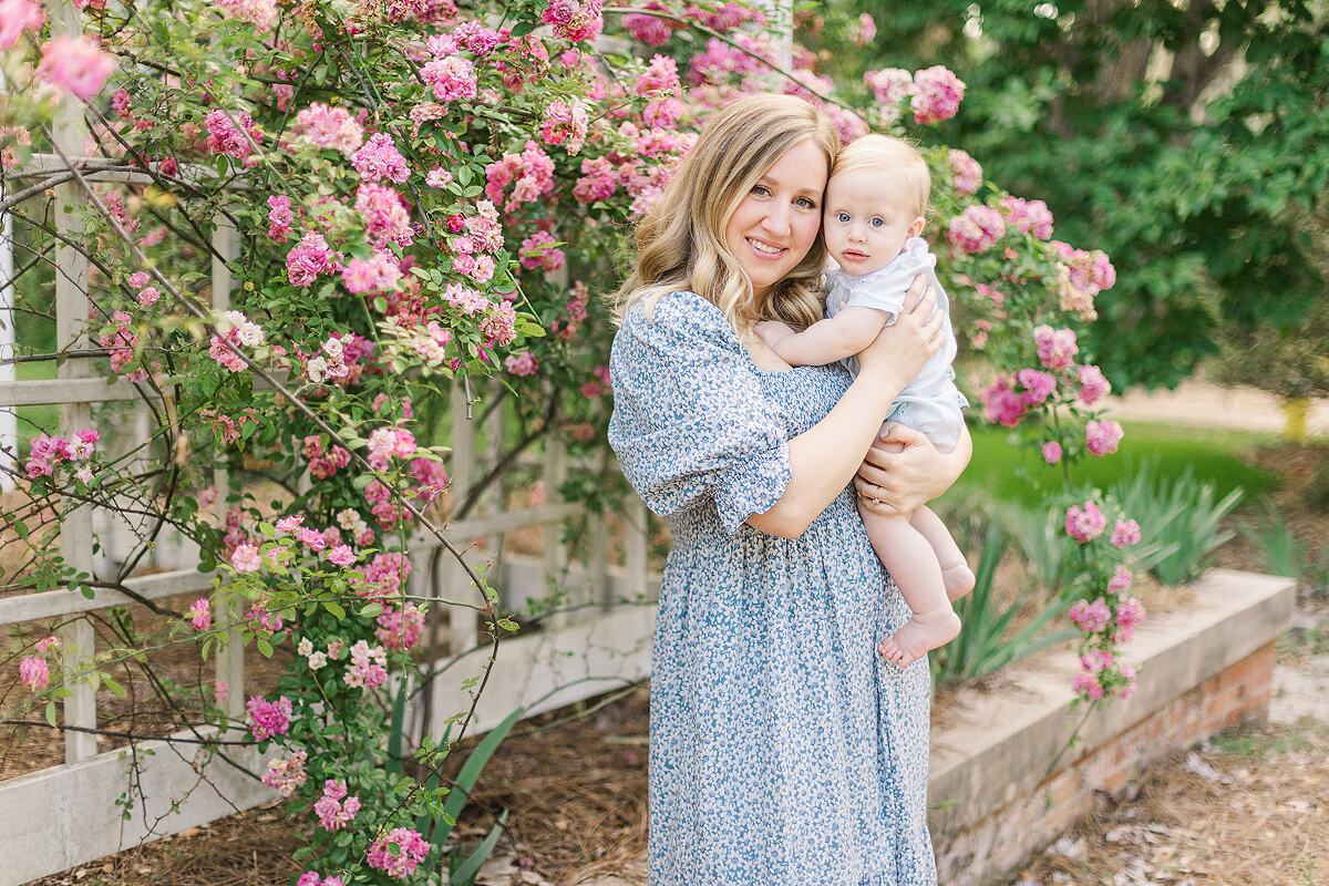 Tallahassee Photographer, Sarah Gray photographs a mother and baby son at Goodwood Museum and Gardens
