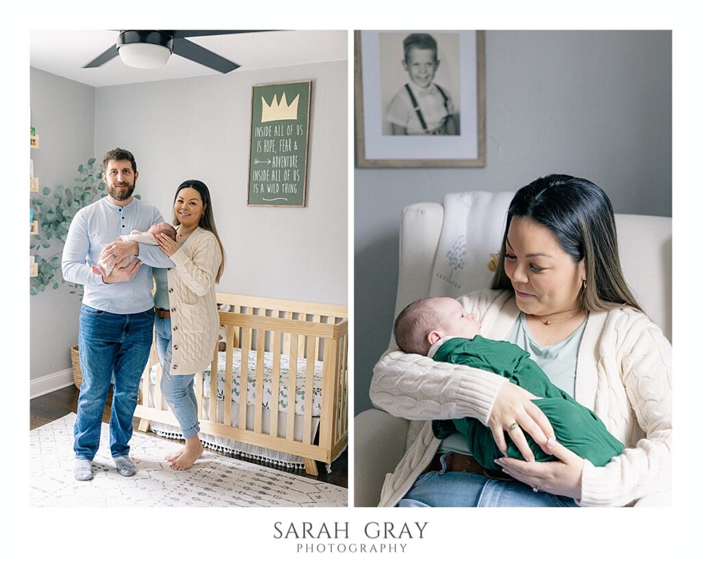 lifestyle newborn photos baby with parents, Tallahassee newborn photographer Sarah Gray