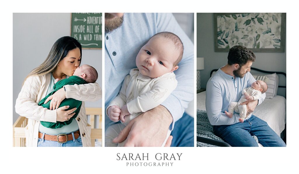 newborn baby with parents in nursery, Sarah Gray Tallahassee newborn photographer