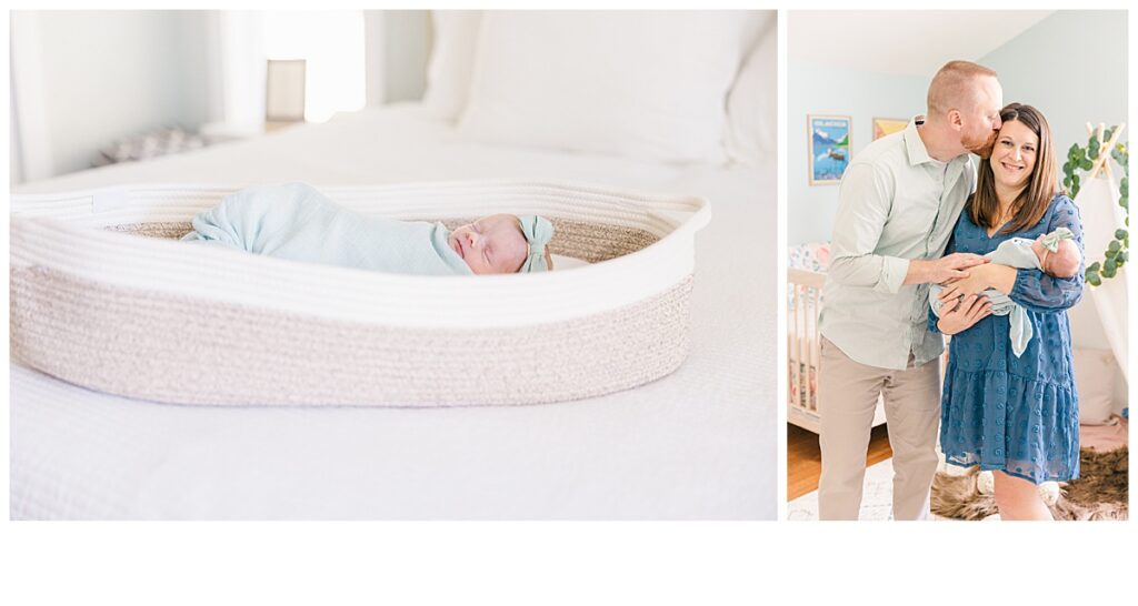 Newborn baby swaddled in basket, Sarah Gray Photography, Tallahassee Newborn Photographer